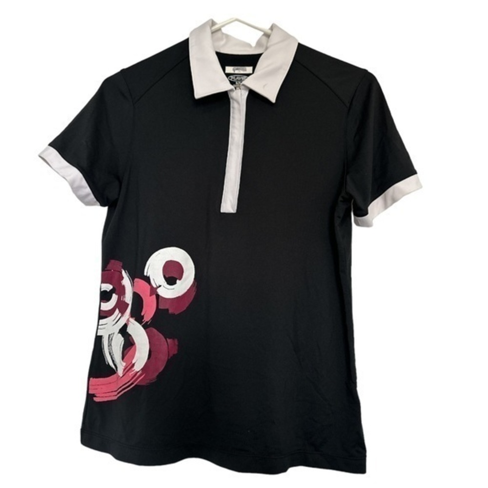 Greg Norman Play Dry Black Polo Golf Tennis Shirt Top Size Small EUC #4109